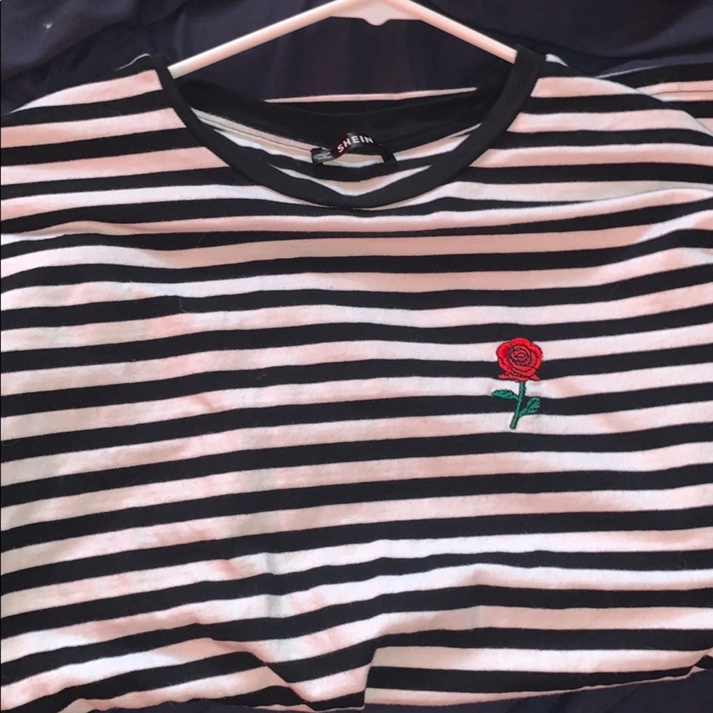 Medium Striped Shirt, Rose Decal